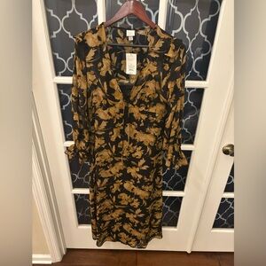 Floral Black and Dark Yellow Dress - NWT